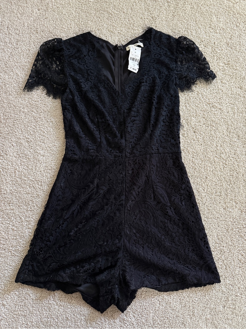 LF Black Lace Puff Sleeve Dress